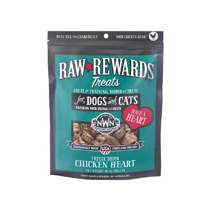 Northwest Naturals Freeze-Dried Chicken Hearts for Dogs and Cats 10-oz