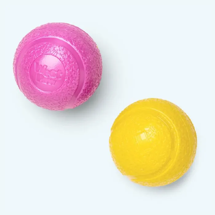 West Paw Boundr Ball Small Pink & Yellow 2-pk