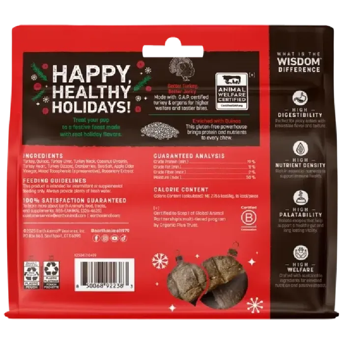 Earth Animal Wisdom Air Dried Holiday Jerky 4oz